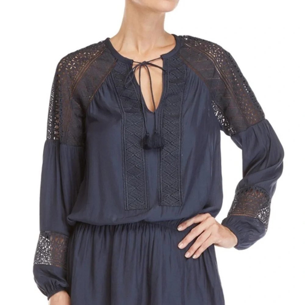Ramy Brook Navy Winnie Blouse Top XS NWT $365